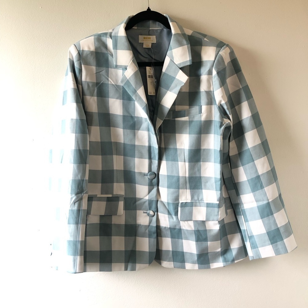 NWT Maeve Anthropologie Moss Gingham Jacket Blazer L - Picture 5 of 15